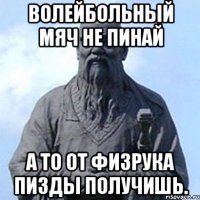 Волейбольный мяч не пинай А то от физрука пизды получишь.