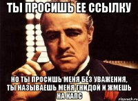 Ты просишь ее ссылку Но ты просишь меня без уважения, ты называешь меня гнидой и жмешь на капс