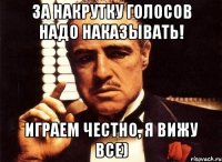 За накрутку голосов надо наказывать! Играем честно, я вижу все)