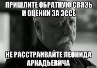 Пришлите обратную связь и оценки за эссе не расстраивайте леонида аркадьевича