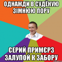 однажди в судëную зімнюю пору Серий примєрз залупой к забору