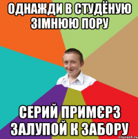 однажди в студëную зімнюю пору Серий примєрз залупой к забору