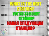 What is the next station? уот из зэ нэкст стэйшн? Какая следующая станция?