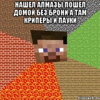 Нашел алмазы пошел домой без брони а там криперы и пауки 