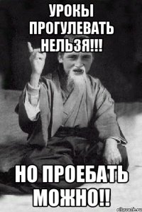 Урокы прогулевать нельзя!!! Но проебать можно!!