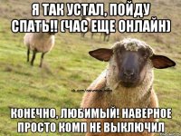 Я так устал, пойду спать!! (час еще онлайн) Конечно, любимый! Наверное просто комп не выключил