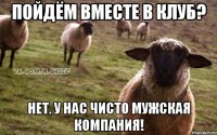 пойдём вместе в клуб? нет. у нас чисто мужская компания!