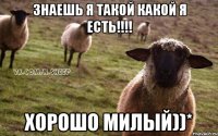 знаешь я такой какой я есть!!!! Хорошо милый))*