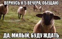 Вернусь к 5 вечера, обещаю да, милый, буду ждать