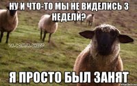 ну и что-то мы не виделись 3 недели? я просто был занят