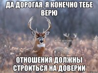 Да дорогая, я конечно тебе верю Отношения должны строиться на доверии