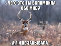 - Чего это ты вспомнила обо мне ? - А я и не забывала....