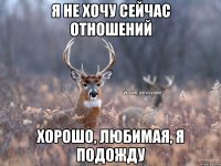 Я НЕ ХОЧУ СЕЙЧАС ОТНОШЕНИЙ ХОРОШО, ЛЮБИМАЯ, Я ПОДОЖДУ