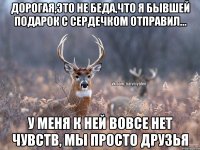 Дорогая,это не беда,что я бывшей подарок с сердечком отправил... У меня к ней вовсе нет чувств, мы просто друзья