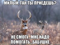 милый, так ты приедешь? не смогу...мне надо помогать...бабушке