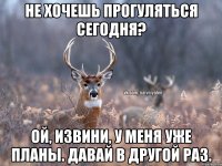 Не хочешь прогуляться сегодня? Ой, извини, у меня уже планы. Давай в другой раз.