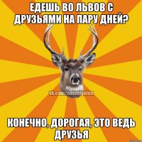 Едешь во Львов с друзьями на пару дней? Конечно, дорогая, это ведь друзья