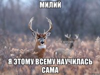 Милий я этому всему научилась сама