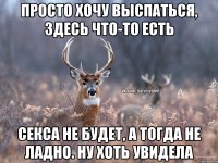 Просто хочу выспаться, здесь что-то есть Секса не будет, а тогда не ладно. Ну хоть увидела