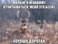 Милый, я ненавижу отчитываться, меня это бесит Хорошо дорогая