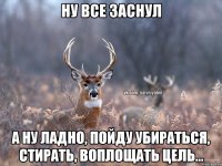 Ну все заснул А ну ладно, пойду убираться, стирать, воплощать цель...