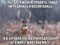 Не пытался меня исправить, такая уж родилась и воспиталась И в зеркало посмотри, подленько не я живу. Живу как могу