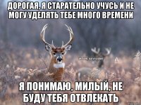 Дорогая, я старательно учусь и не могу уделять тебе много времени Я понимаю, милый, не буду тебя отвлекать