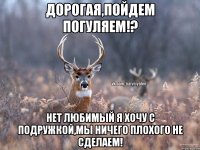 ДОРОГАЯ,ПОЙДЕМ ПОГУЛЯЕМ!? НЕТ ЛЮБИМЫЙ Я ХОЧУ С ПОДРУЖКОЙ,МЫ НИЧЕГО ПЛОХОГО НЕ СДЕЛАЕМ!