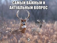 Самый важный и актуальный вопрос ?