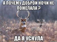 а почему доброй ночи не пожелала ? да я уснула