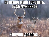 НЕ НУЖНО МЕНЯ ТОРОПИТЬ, БУДЬ МУЖЧИНОЙ КОНЕЧНО, ДОРОГАЯ...