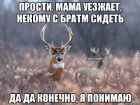 Прости, мама уезжает, некому с братм сидеть Да да конечно, я понимаю