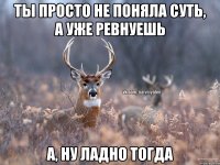 Ты просто не поняла суть, а уже ревнуешь А, ну ладно тогда