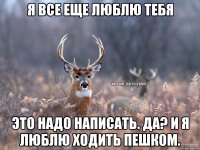 Я все еще люблю тебя Это надо написать. Да? И я люблю ходить ПЕШКОМ.