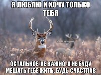 Я люблю и хочу только тебя Остальное, не важно. Я не буду мешать тебе жить. Будь счастлив