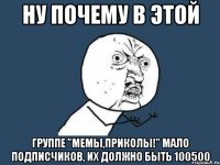 Ну почему в этой группе "Мемы,приколы!" Мало подписчиков, их должно быть 100500