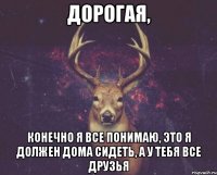 дорогая, Конечно я все понимаю, это я должен дома сидеть, а у тебя все друзья