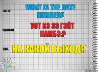 What is the gate number? уот из зэ гэйт намбэ:? На какой выход?