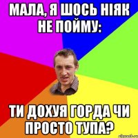 Мала, я шось ніяк не пойму: ти дохуя горда чи просто тупа?