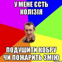 У мене єсть колізія Подушити кобру чи пожарить змію