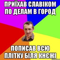 приїхав славіком по делам в город пописав всю плітку біля кнєжі