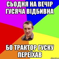 сьодня на вечір гусяча відбивна бо трактор гуску переїхав