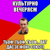 Культурно вечеряєм тьоф, тьоф, тьоф... ват дас зе фокс сею?))