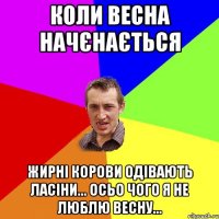 коли весна начєнається жирні корови одівають ласіни... осьо чого я не люблю весну...