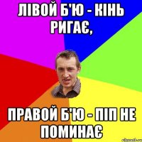 Лівой б'ю - кінь ригає, правой б'ю - піп не поминає