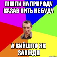 пішли на природу казав пить не буду а вийшло як завжди