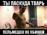 ТЫ ПАСКУДА ТВАРЬ ПЕЛЬМЕШЕК НЕ ОБИЖАЙ