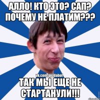 Алло! Кто это? сап? почему не платим??? Так мы еще не стартанули!!!