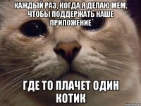 каждый раз, когда я делаю мем, чтобы поддержать наше приложение где то плачет один котик