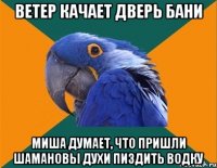 Ветер качает дверь бани миша думает, что пришли шамановы духи пиздить водку